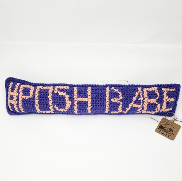 Posh Babe Micro Pillow Embroidered Purple Crochet Handmade Home Decor Peach - Picture 2 of 9